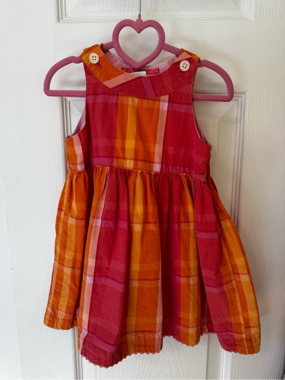 GAP Pink & Orange Plaid Baby Sundress